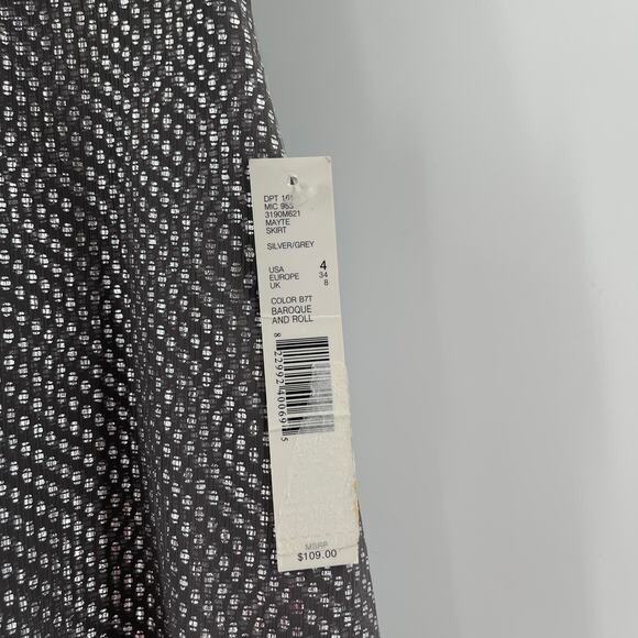 ANTONIO MELANI Skirt Size 4 NWT Silver/Grey Dots Metallic Flowy Holiday Office - Picture 5 of 14